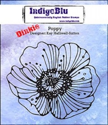 Poppy Dinkie A7 Red Rubber Stamp by Kay Halliwell-Sutton